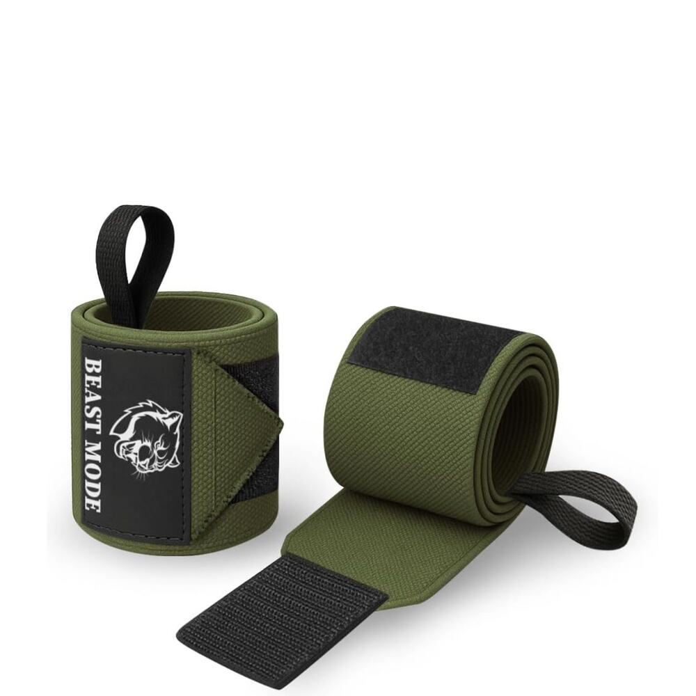 TECEUM Beast Mode Weightlifting 12" Wrist Wraps with Thumb Loop